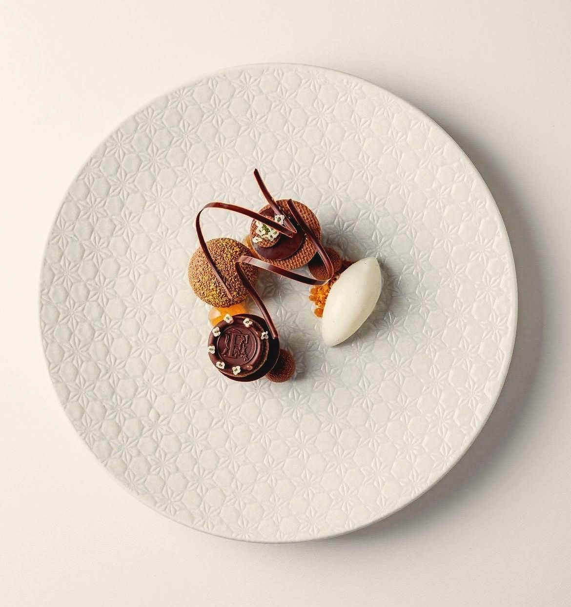 Chocolate hazelnut milk dessert, seen from above